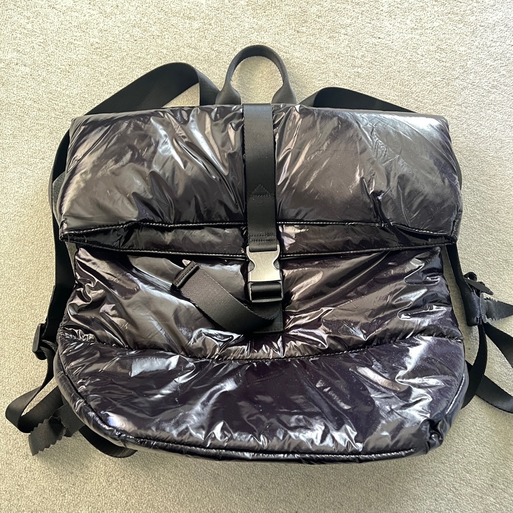 Sleek Black Puffer Backpack